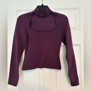 Aritzia Babaton purple cut-out mock neck sweater